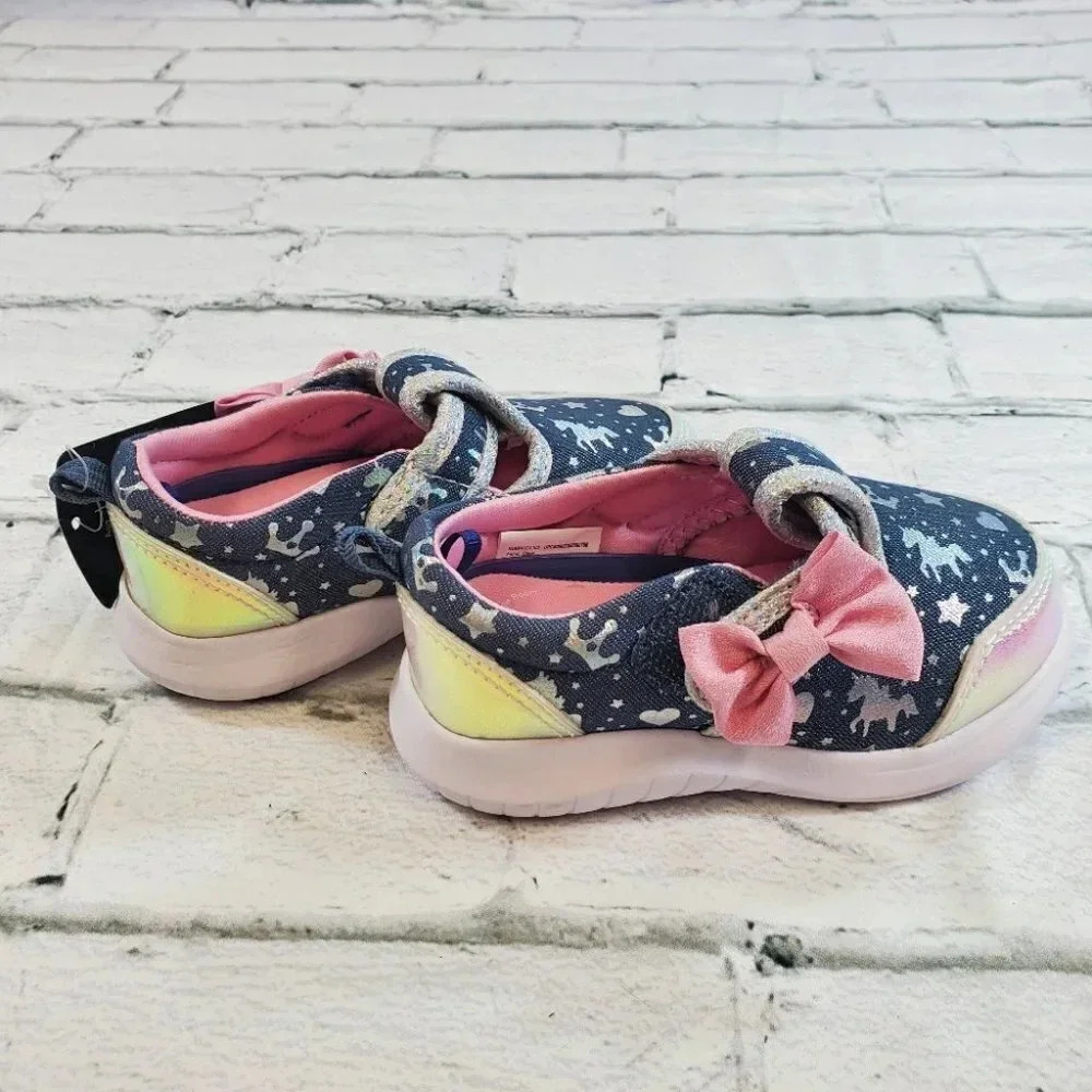 INFANT Blue and Silver Unicorn Baby Sneakers. Girls Baby Shoes. - Picture 6 of 10